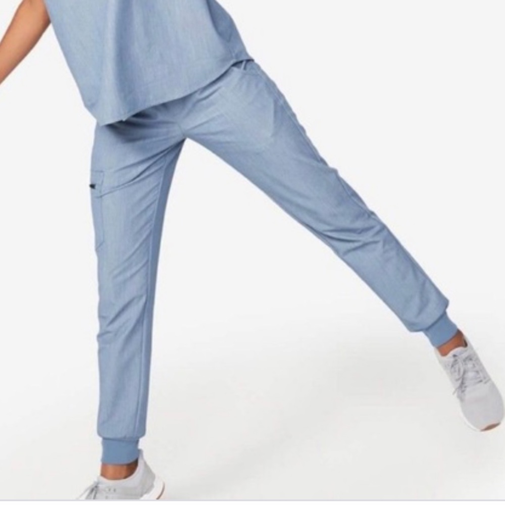 Small Petite Figs high waist Zamora joggers heather indigo